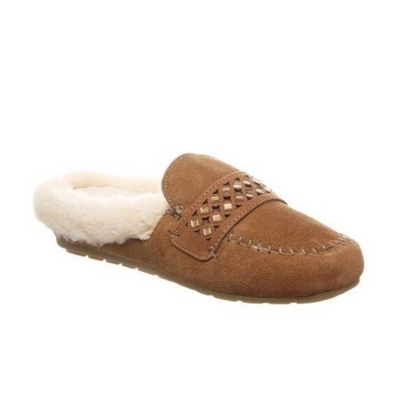 BEARPAW Tilley Slippers Size 9 (Run Small, Fit 8/9) Hickory Suede Wool Blend NWT - Picture 1 of 12
